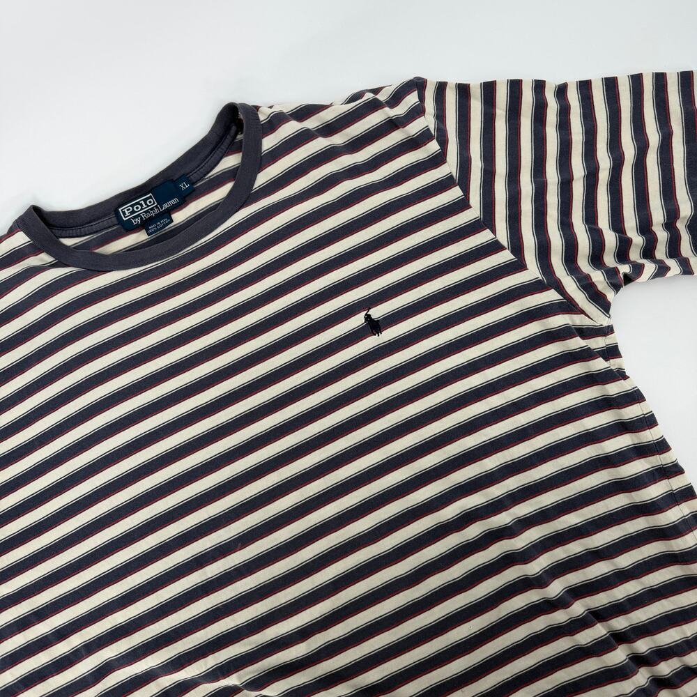 Polo Ralph Lauren Women's XL Custom Slim Fit Striped Round Neck Logo Blue